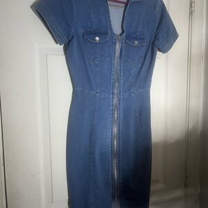 Denim Zip-Front Dress
